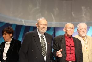 nestorzy dziennikarstwa zachodniopomorskiego, od prawej: Stanisław Modelski, Włodzimierz Piątek, Andrzej Gedymin